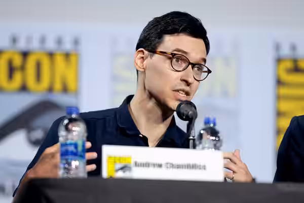 Andrew Chambliss speaking at the 2019 San Diego Comic Con International, for "Fear the Walking Dead", at the San Diego Convention Center in San Diego, Californi