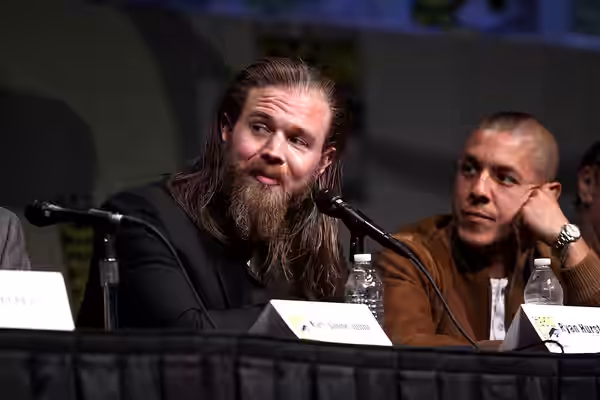 Ryan Hurst &amp; Theo Rossi speaking at the 2012 San Diego Comic-Con International in San Diego, California. Please attribute to Gage Skidmore if used elsewhere