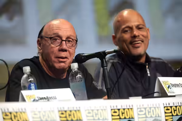 Dayton Callie and David Labrava speaking at the 2014 San Diego Comic Con International, for "Sons of Anarchy", at the San Diego Convention Center in San Diego, 