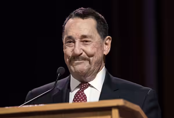 Peter Cullen, the voice of TRANSFORMERS' OPTIMUS PRIME, gives a speech to the winning OPSPARC teams in the Hinners Auditorium at NASA Goddard Space Flight Cente (2017)