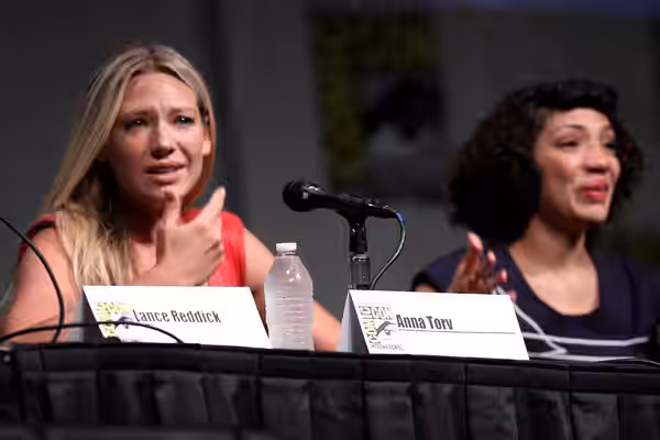 Anna Torv &amp; Jasika Nicole speaking at the 2012 San Diego Comic-Con International in San Diego, California. Please attribute to Gage Skidmore if used elsewhe