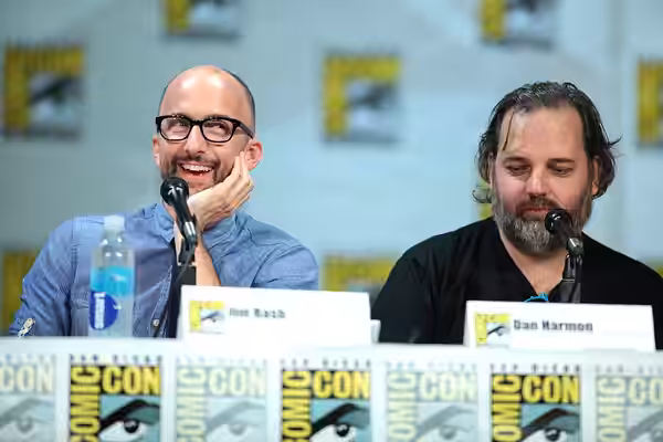 Jim Rash speaking at the 2014 San Diego Comic Con International, for "Community", at the San Diego Convention Center in San Diego, California. Please attribute 