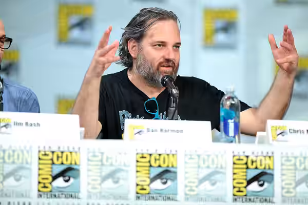 Dan Harmon speaking at the 2014 San Diego Comic Con International, for "Community", at the San Diego Convention Center in San Diego, California. Please attribut