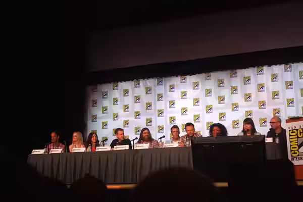 The cast of Community speaking at the 2012 San Diego Comic-Con International in San Diego, California. Please attribute to Gage Skidmore if used elsewhere.