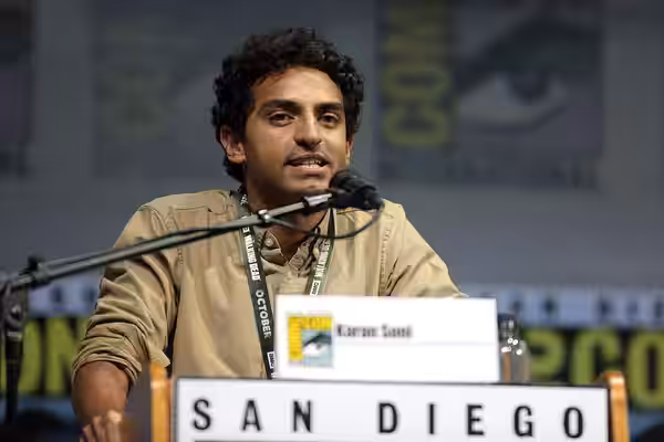 Karan Soni speaking at the 2018 San Diego Comic Con International, for "Deadpool 2", at the San Diego Convention Center in San Diego, California. Please attribu
