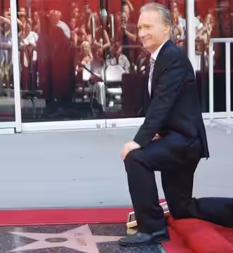 Bill Maher next to his star at a ceremony on the Hollywood Walk of Fame. (2010)
