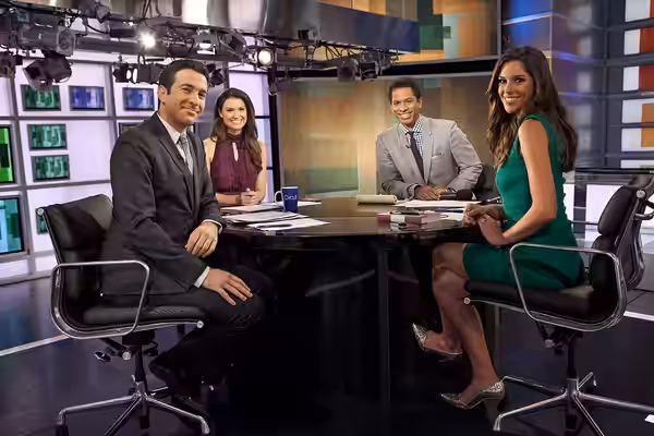 Hosts of MSNBC's talk show: Ari Melber, Krystal Ball, Touré, Abby Huntsman (2013)