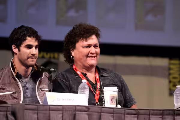 Darren Criss and Dot Jones at the 2011 San Diego Comic-Con International in San Diego, California. Please attribute to Gage Skidmore if used elsewhere.