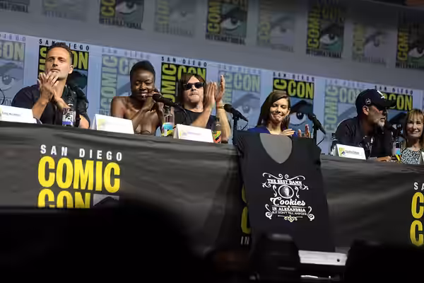 Andrew Lincoln, Danai Gurira, Norman Reedus, Lauren Cohan and Jeffrey Dean Morgan speaking at the 2018 San Diego Comic Con International, for "The Walking Dead"