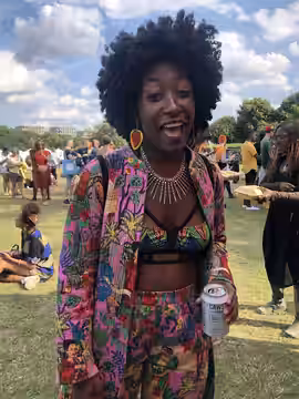 Comedian Sophie Duker at UK Black Pride 2019, Haggerston Park, Hackney, London