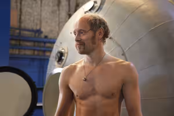 Actor Aksel Hennie during production of the thriller film Pioneer.