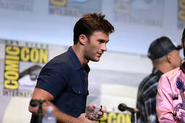 Scott Eastwood speaking at the 2016 San Diego Comic Con International, for "Suicide Squad", at the San Diego Convention Center in San Diego, California. Please 