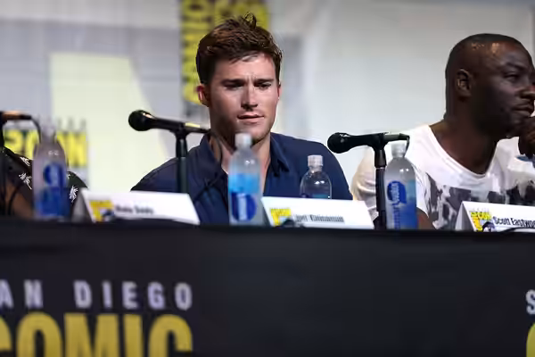 Scott Eastwood speaking at the 2016 San Diego Comic Con International, for "Suicide Squad", at the San Diego Convention Center in San Diego, California. Please 