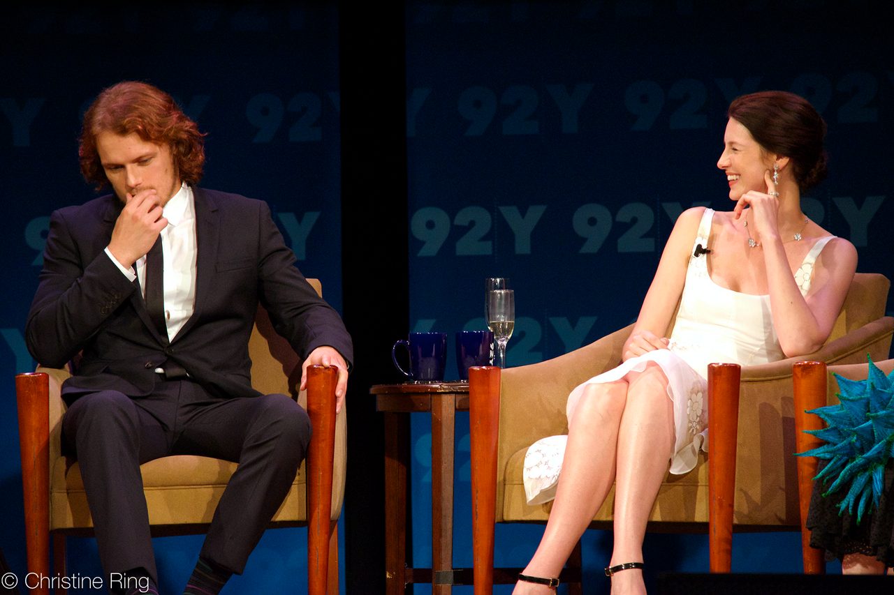 Actors Sam Heughan and Caitriona Balfe at 92nd Street Y for the New York premiere of the first season of the TV series Outlander. The season is based on Diana G (2014)