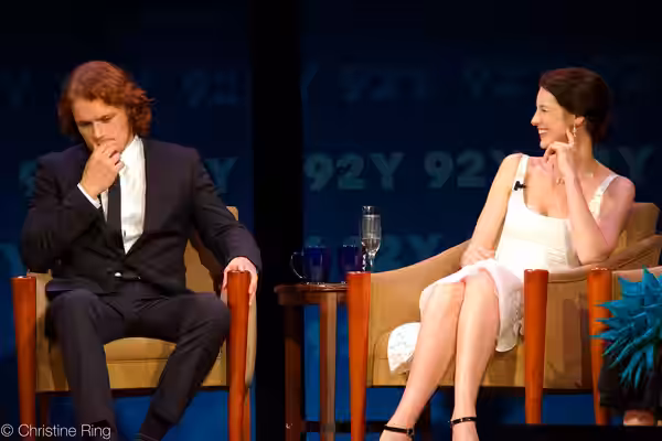 Actors Sam Heughan and Caitriona Balfe at 92nd Street Y for the New York premiere of the first season of the TV series Outlander. The season is based on Diana G (2014)