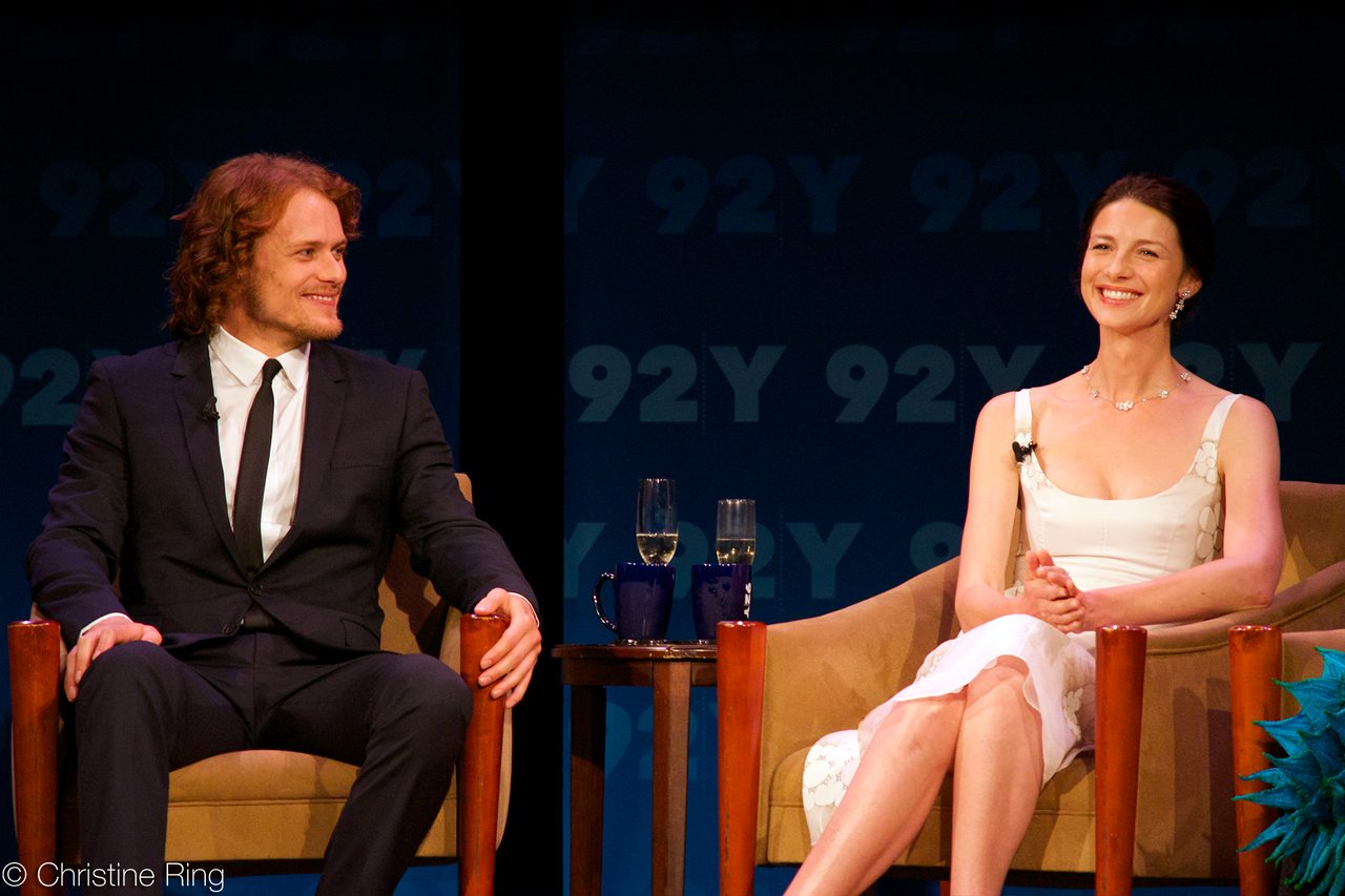 Actors Sam Heughan and Caitriona Balfe at 92nd Street Y for the New York premiere of the first season of the TV series Outlander. The season is based on Diana G (2014)
