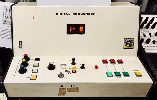 Oberheim DS-2, an early digital music sequencer from the 1970s. This one belongs to Steve Porcaro (2022)