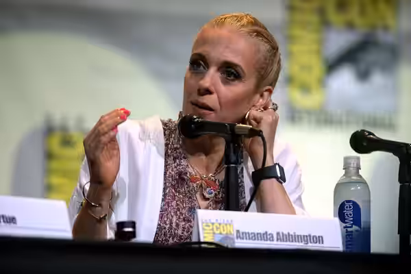 Amanda Abbington speaking at the 2016 San Diego Comic Con International, for "Sherlock", at the San Diego Convention Center in San Diego, California. Please att