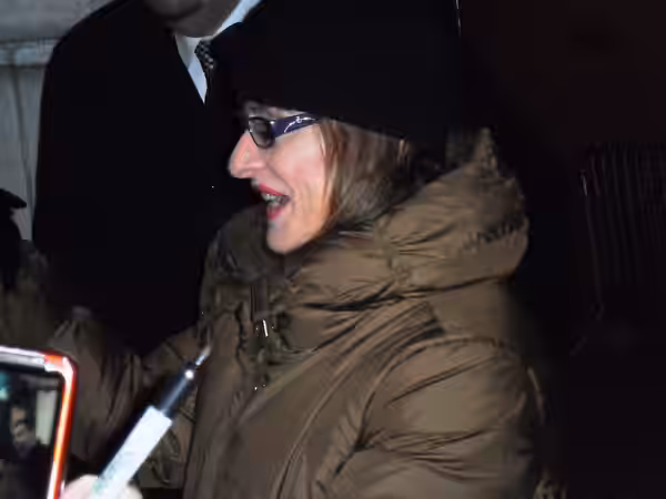 Image of Patti LuPone on January 13, 2012, outside the Ethel Barrymore Theatre