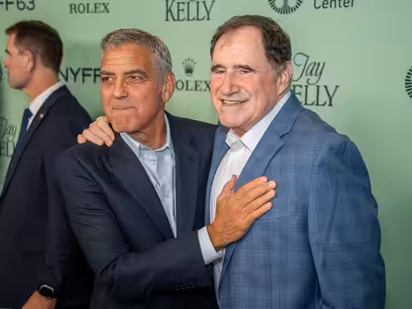George Clooney and Richard Kind at the 63rd annual New York Film Festival at Lincoln Center in 2025 for the film Jay Kelly