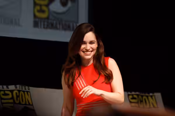 Emilia Clarke speaking at the 2013 San Diego Comic Con International, for "Game of Thrones", at the San Diego Convention Center in San Diego, California. Please