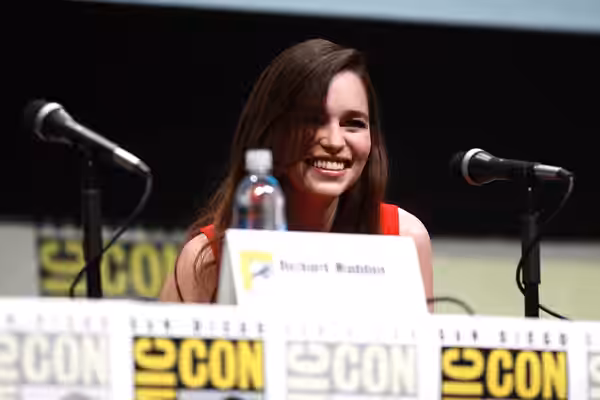 Emilia Clarke speaking at the 2013 San Diego Comic Con International, for "Game of Thrones", at the San Diego Convention Center in San Diego, California. Please