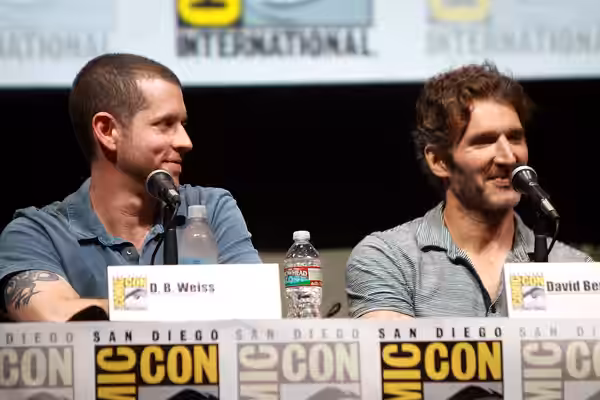 D. B. Weiss and David Benioff speaking at the 2013 San Diego Comic Con International, for "Game of Thrones", at the San Diego Convention Center in San Diego, Ca