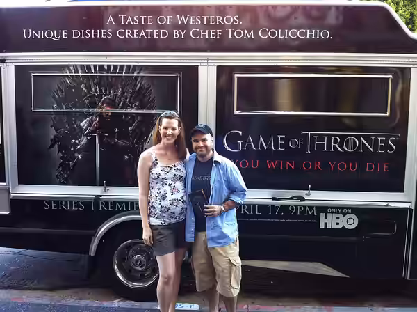 Bryan Cogman fan photograph at the Game of Thrones Food Truck in Los Angeles (April 2011)