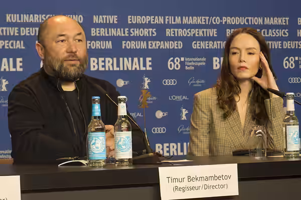 Timur Bekmambetov and Valene Kane at the press conference of Profile at Berlinale 2018