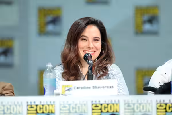 Caroline Dhavernas speaking at the 2014 San Diego Comic Con International, for "Hannibal", at the San Diego Convention Center in San Diego, California. Please a