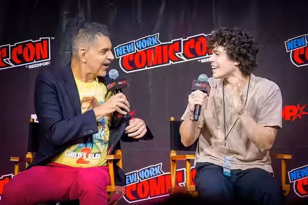 Don Mancini and Zackary Arthur at the New York Comic Con (October 7, 2022). Photo by Chris Roth.