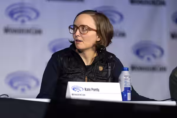 Kate Purdy speaking at the 2022 WonderCon, for "Prime Video: Undone", at the Anaheim Convention Center in Anaheim, California. Please attribute to Gage Skidmore