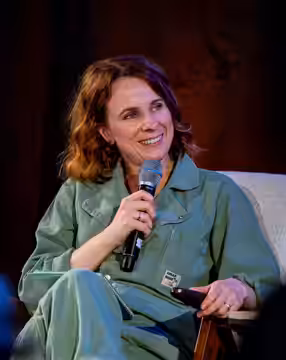Cariad Lloyd, comedian, writer, and actress, at the 2024 Edinburgh International Book Festival in Edinburgh, Scotland.