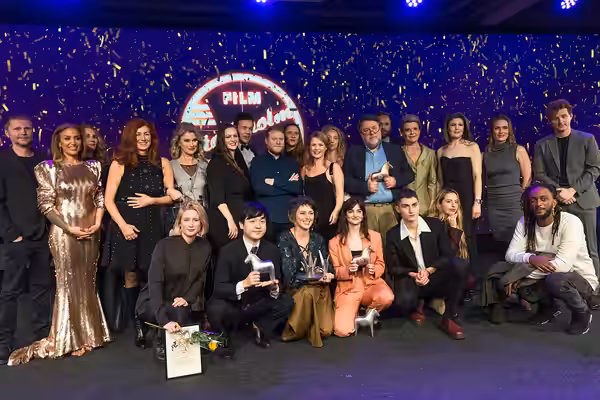 Award winners at Stockholm International Film Festival 2018. And Git Scheynius, CEO of Stockholm Film Festival (red hair) and Swedish actors and film workers.