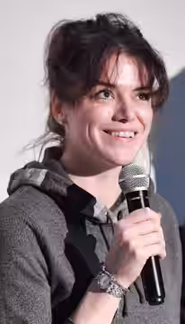 Actress Tiio Horn answers a question. (2018)