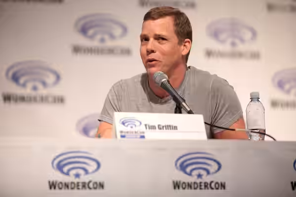 Tim Griffin speaking at the 2015 Wondercon, for "Wayward Pines", at the Anaheim Convention Center in Anaheim, California. Please attribute to Gage Skidmore if u