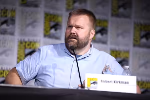 Robert Kirkman speaking at the 2023 San Diego Comic Con International, for "The Energon Universe", at the San Diego Convention Center in San Diego, California. 