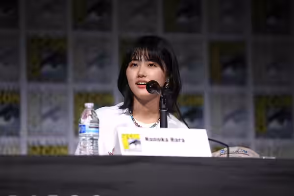 Nanoka Hara speaking at the 2023 San Diego Comic Con International, for "Sand Land", at the San Diego Convention Center in San Diego, California. Please attribu