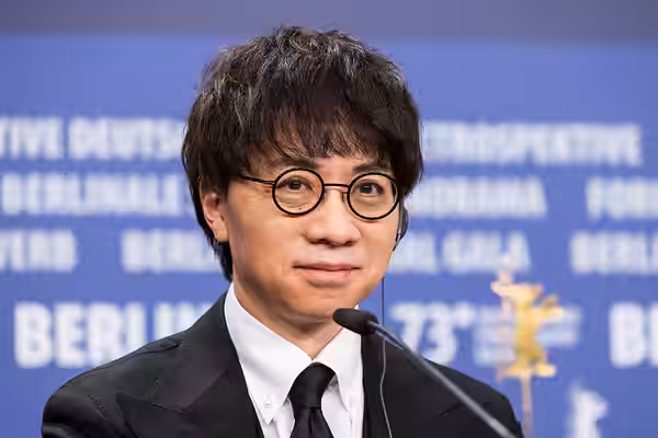 Makoto Shinkai presenting the movie Suzume at the Berlinale 2023