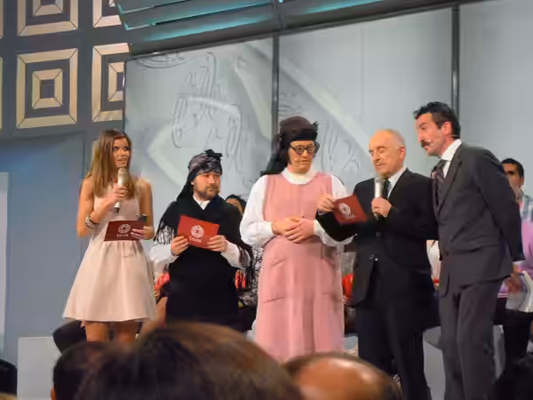 Laura Casares, Mucha e Nucha, Xosé Ramón Gayoso e Luis Zahera na gravación da 801ª emisión de Luar. (2011)