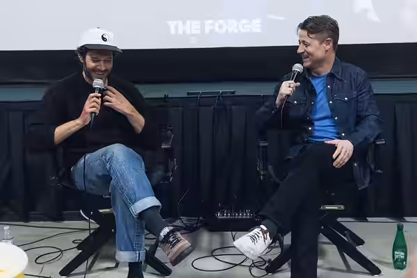 Adam Brody &amp; Ben McKenzie at a Q&amp;A for Everyone Is Lying to You for Money in Los Angeles, California (2026)