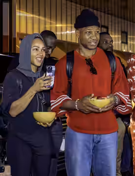 Meagan Good and Jonathan Majors in Conakry in January 2026