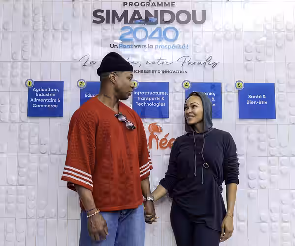 Meagan Good and Jonathan Majors in Conakry in January 2026