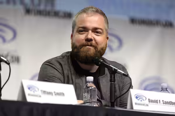 David F. Sandberg speaking at the 2017 WonderCon, for "Annabelle: Creation", at the Anaheim Convention Center in Anaheim, California. Please attribute to Gage S