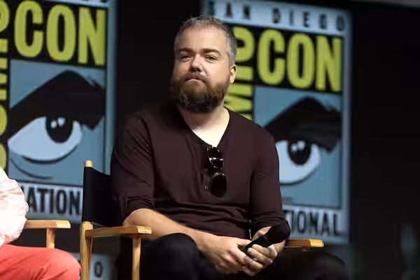 David F. Sandberg speaking at the 2018 San Diego Comic Con International, for "Shazam!", at the San Diego Convention Center in San Diego, California. Please att