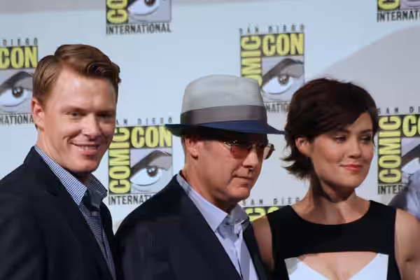 Diego Klattenhoff (Donald Ressler), James Spader (Red), Megan Boone (Elizabeth Keen) The Blacklist Panel at the 2013 Comic Con