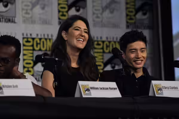 Cast and crew of NBC's 'The Good Place' discuss the show in the Indigo Ballroom at the San Diego Hilton Bayfront Hotel during San Diego Comic Con on July 21, 20 (2018)
