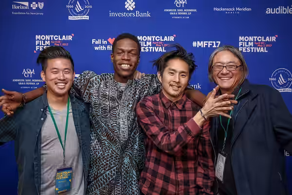 Creatives on the film "Gook" — Producer Alex Chi, actor Curtis Cook Jr., actor/director Justin Chon, producer James Yi — at the Montclair Film Festival 2017, Ne