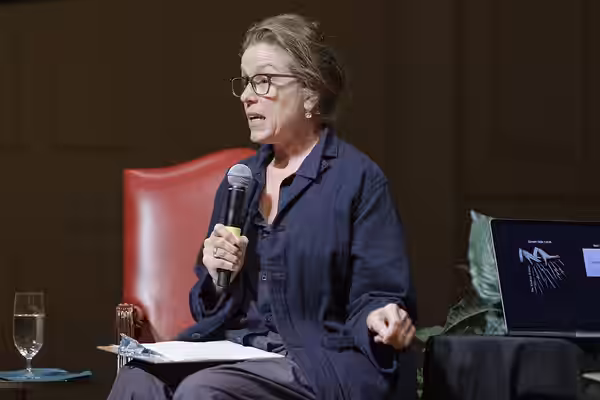 Academy Award-winning actor Frances McDormand interviews the Kitchen Sisters in the Coolidge Auditorium during a special "Live! At the Library" presentation, Se (2022)