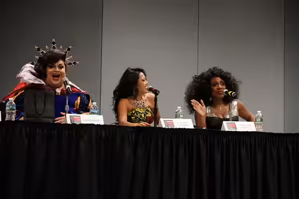 Ginger Minj and two other drag queens at RuPaul's DragCon in NYC in 2017